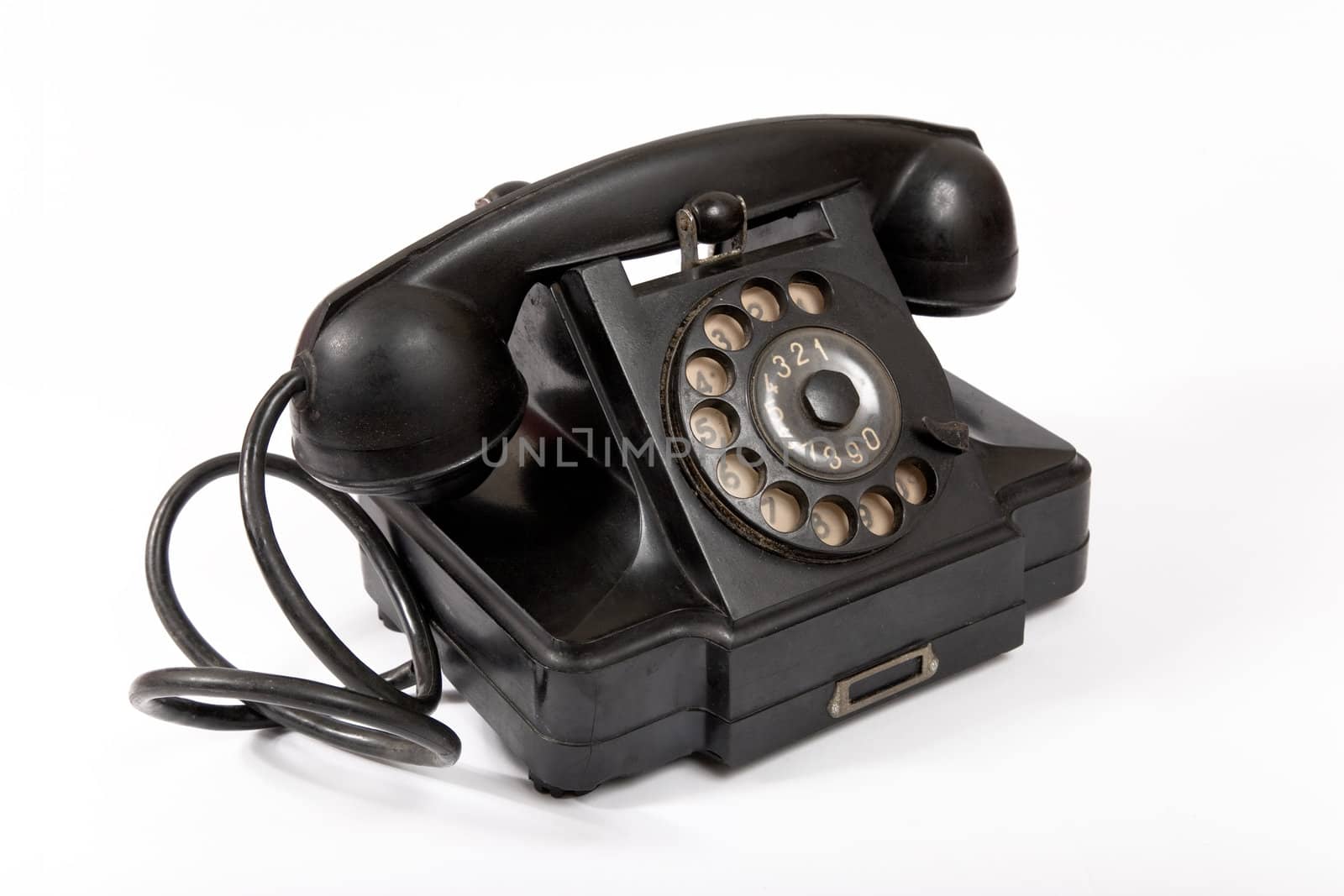 Old phone with dust and scratches, isolated on white background 