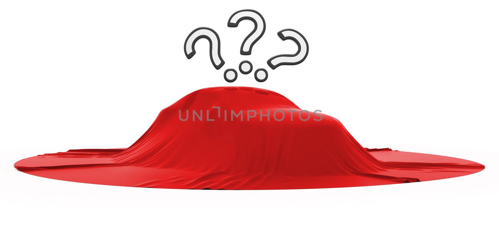 New car reveal with 3 query marks over white background