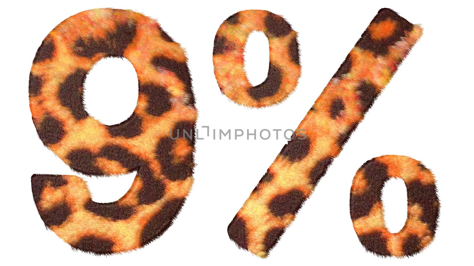 Leopard fell 9 and percent mark isolated over white background