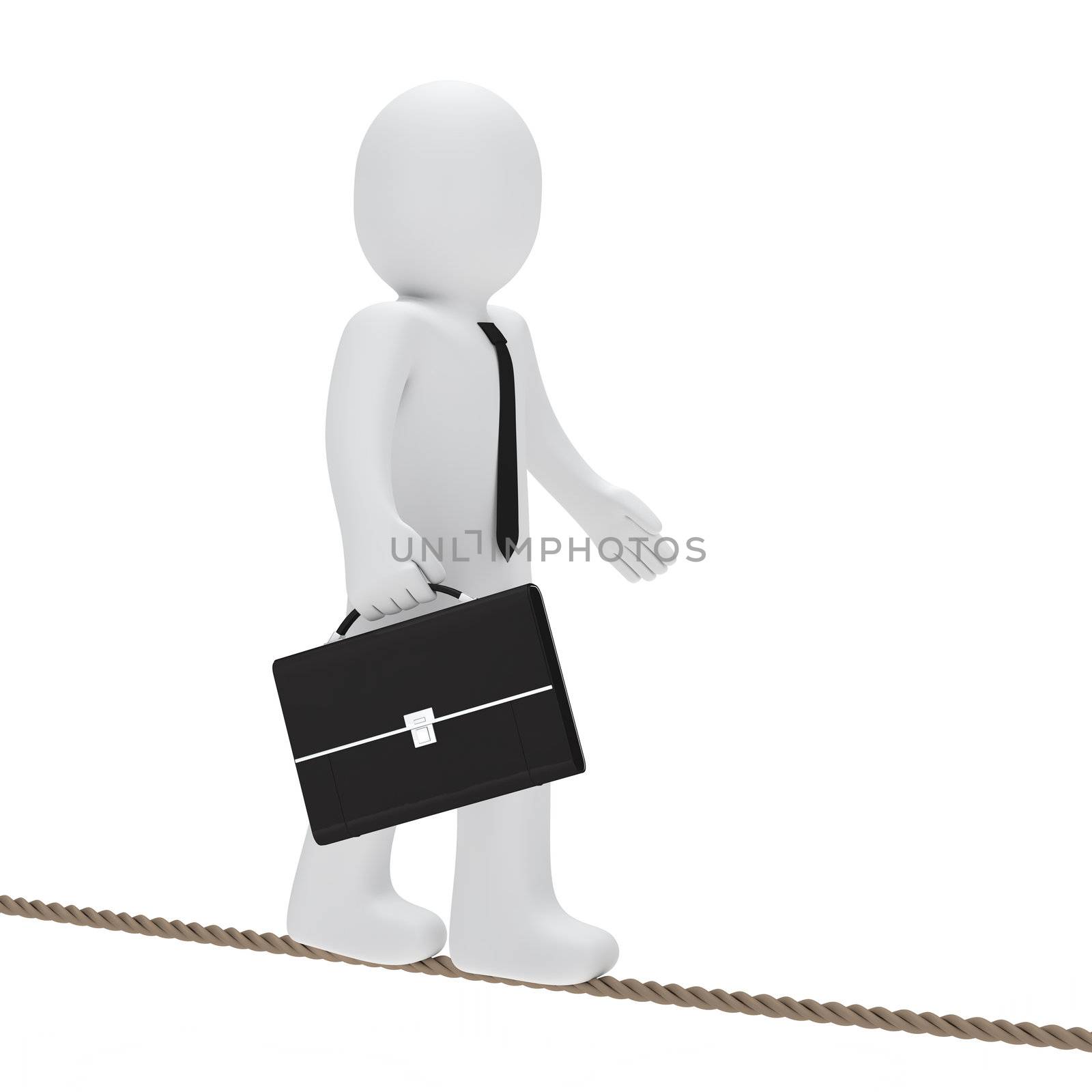 businessman with briefcase to balance on a rope