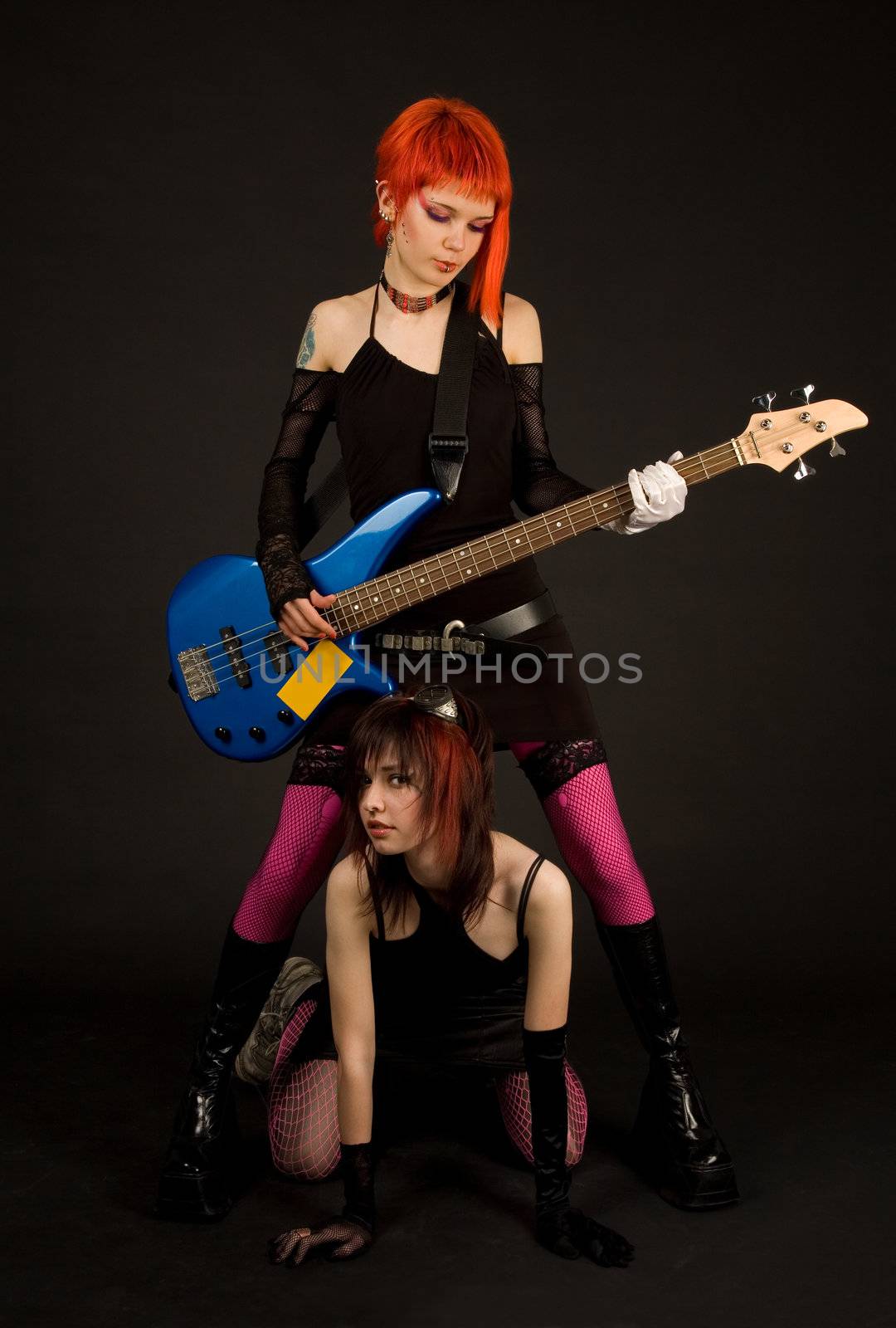 Two attractive girls with guitar  by Elisanth