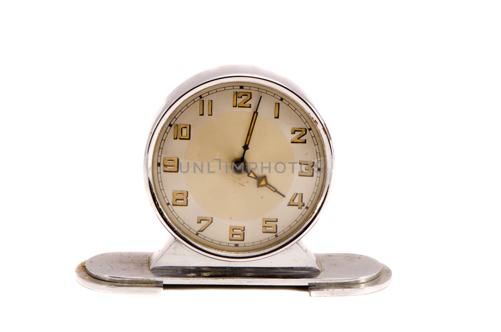 Ancient vintage retro clock minute four isolated by sauletas