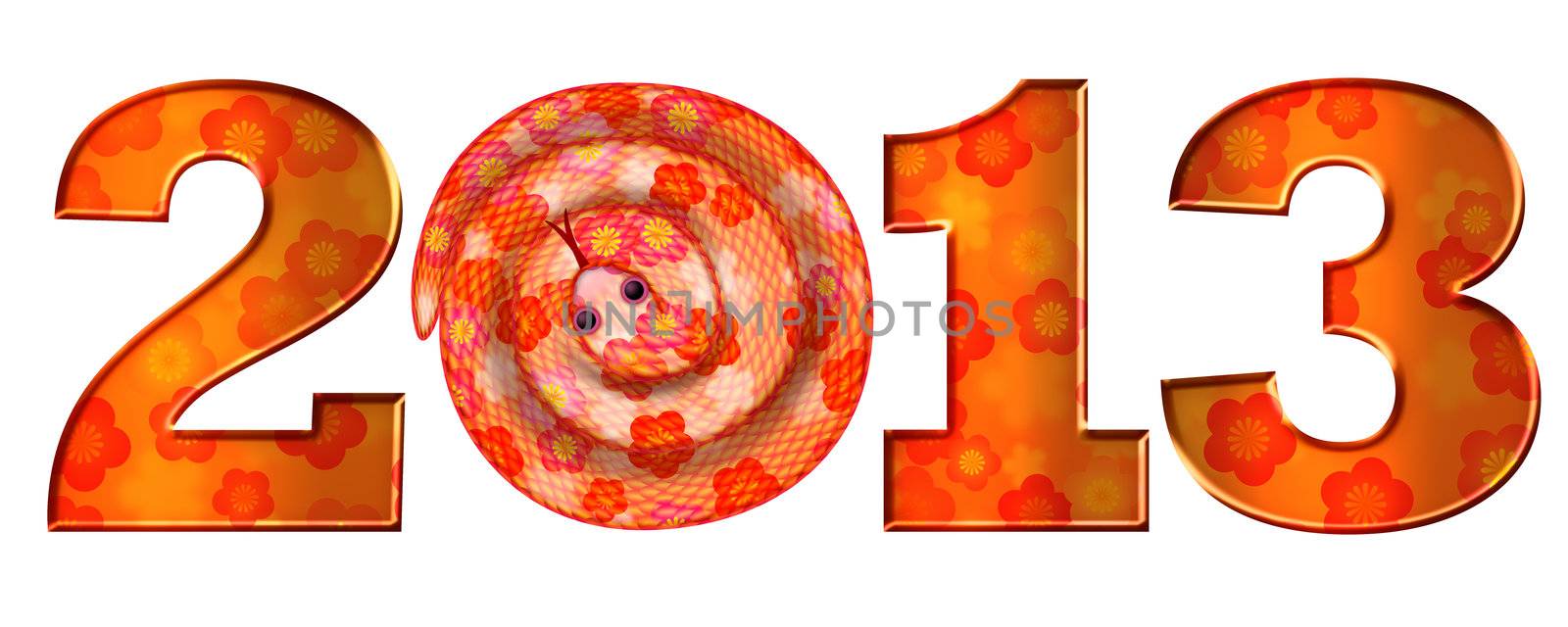 Chinese Lunar New Year of the Snake 2013 Illustration Isolated on White Background