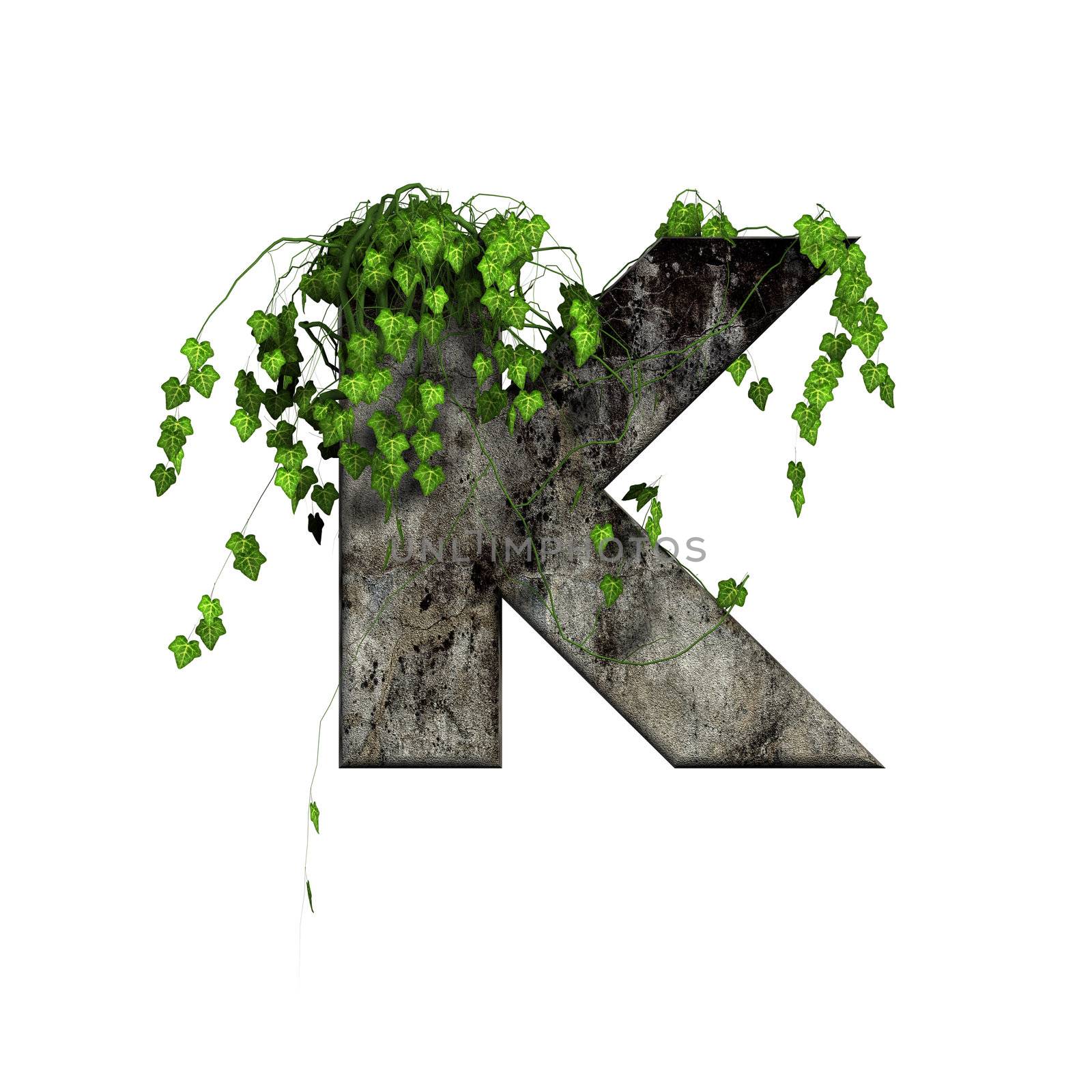 green ivy on 3d stone letter - k by chrisroll