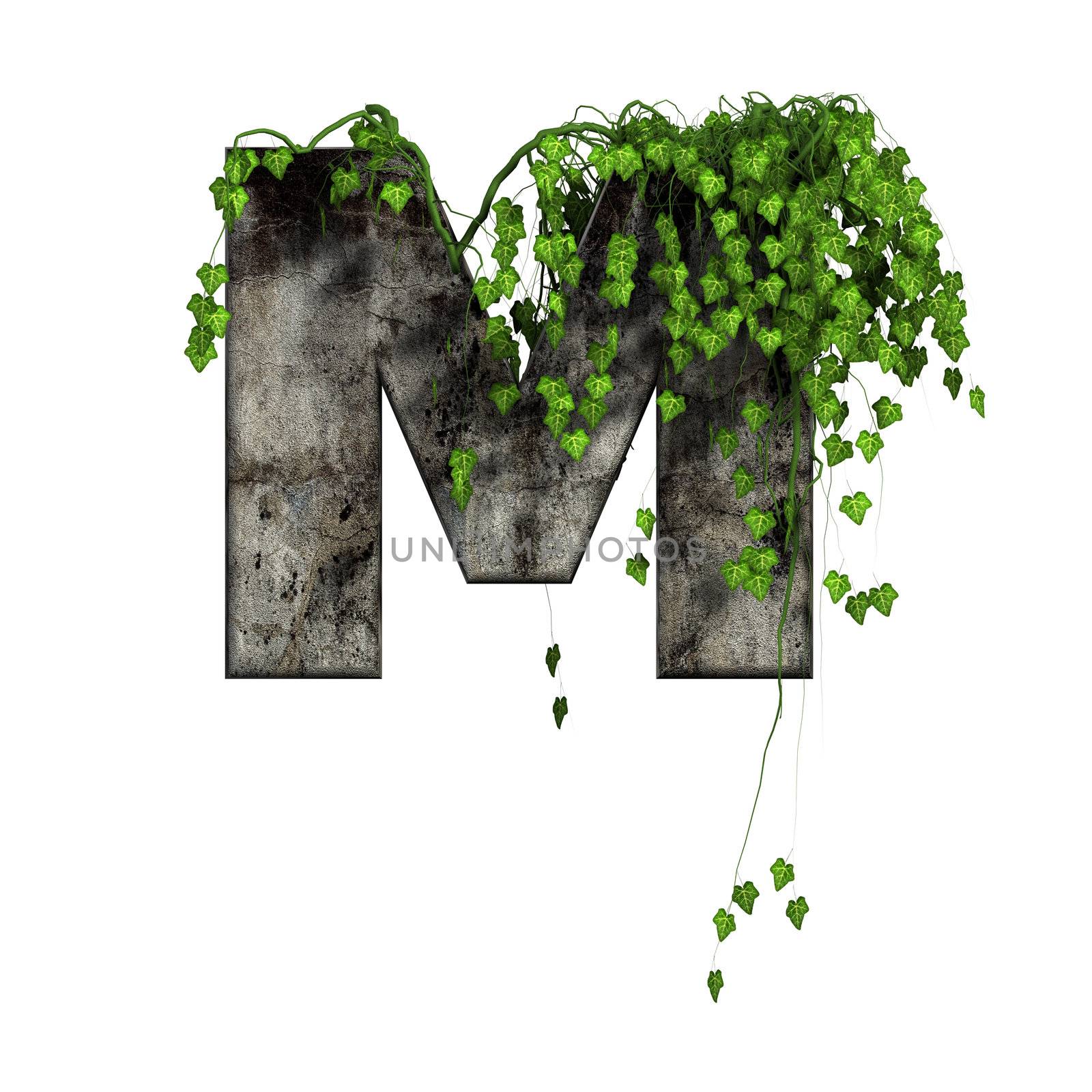 green ivy on 3d stone letter - m by chrisroll