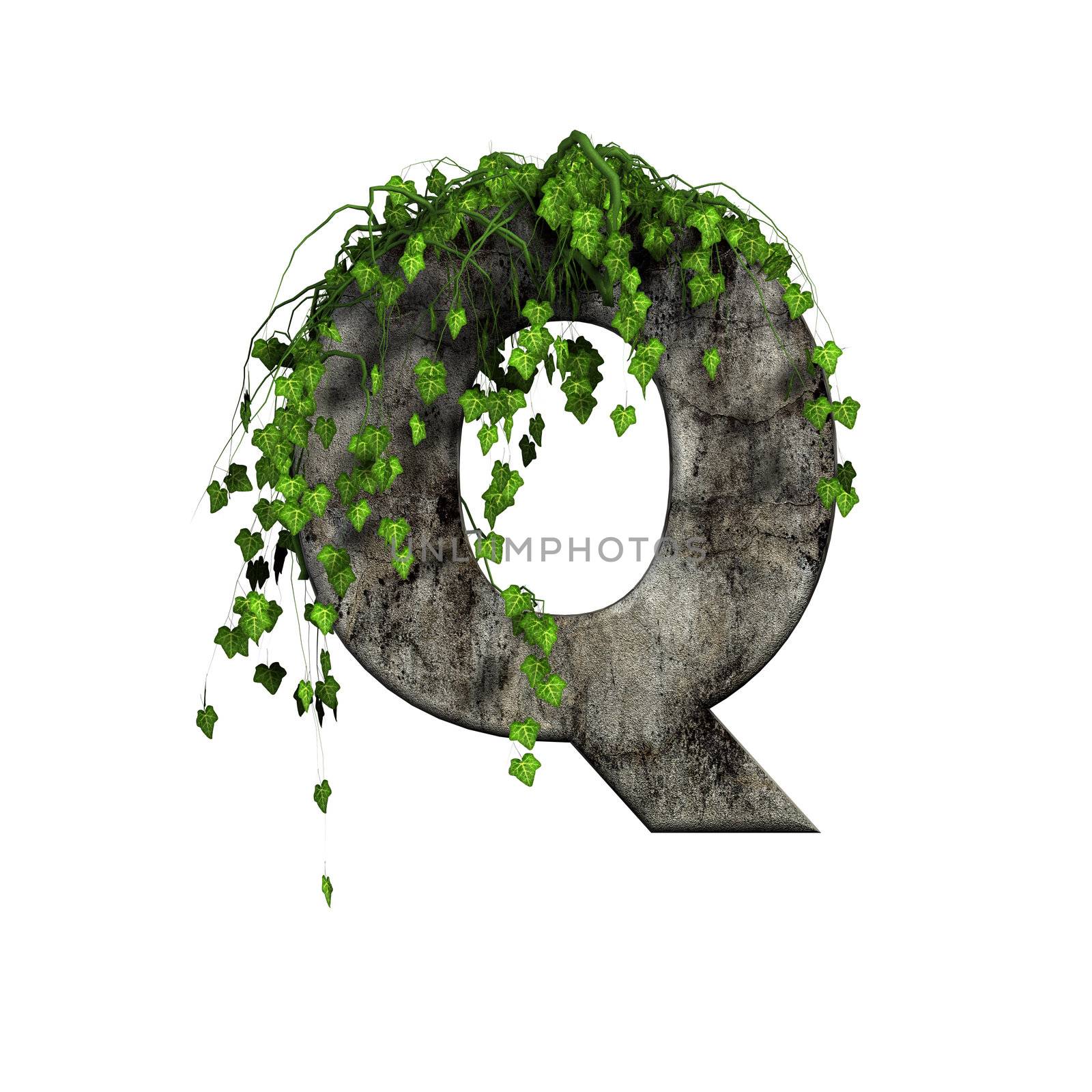 green ivy on 3d stone letter - q by chrisroll