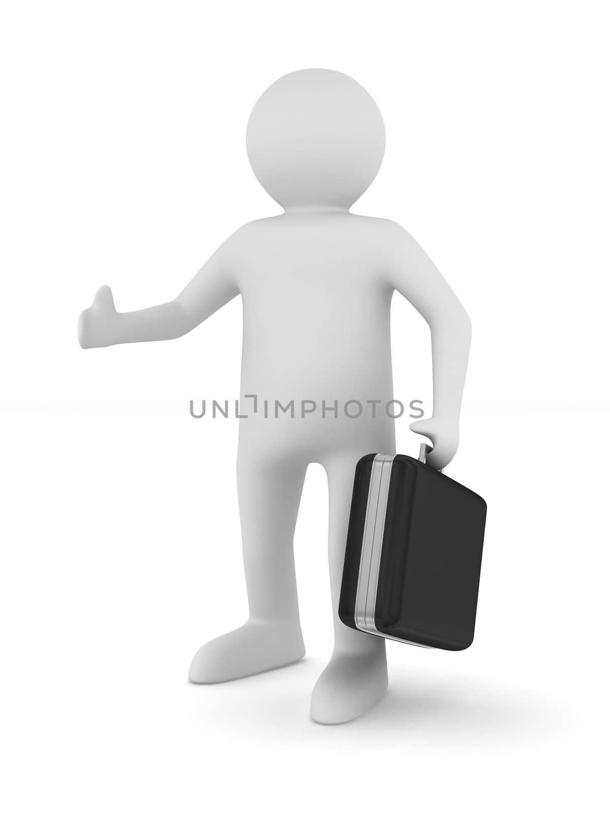 businessman on white background. Isolated 3D image