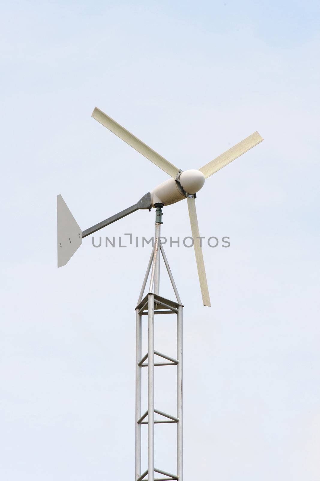 The little wind turbine custom handmade in frame. 