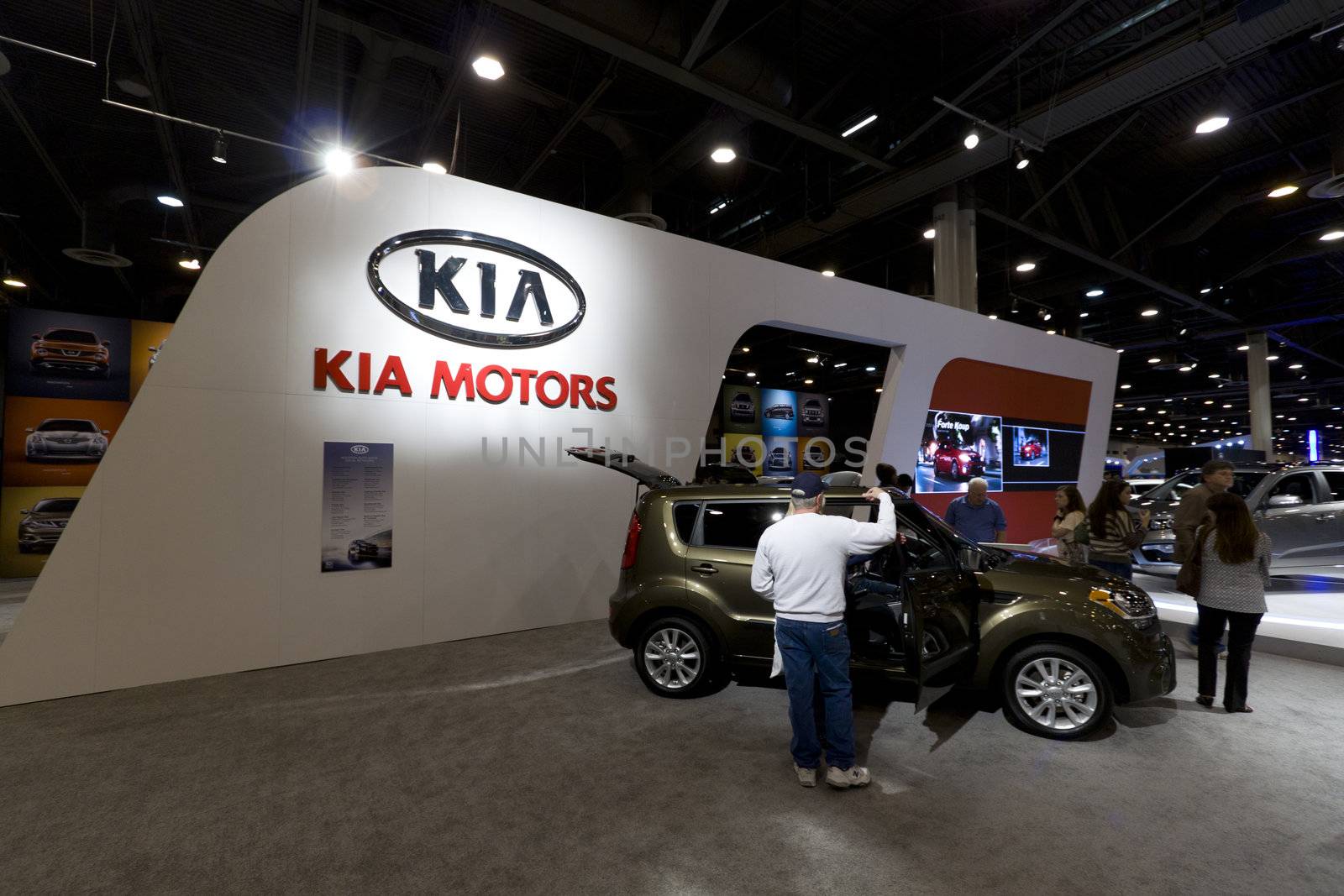 HOUSTON - JANUARY 2012: The KIA display both at the Houston International Auto Show on January 28, 2012 in Houston, Texas.