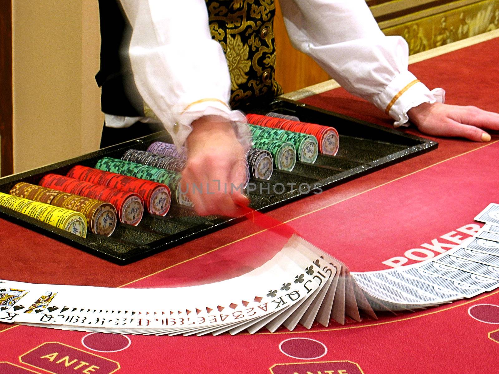 Skill of the croupier on a game table