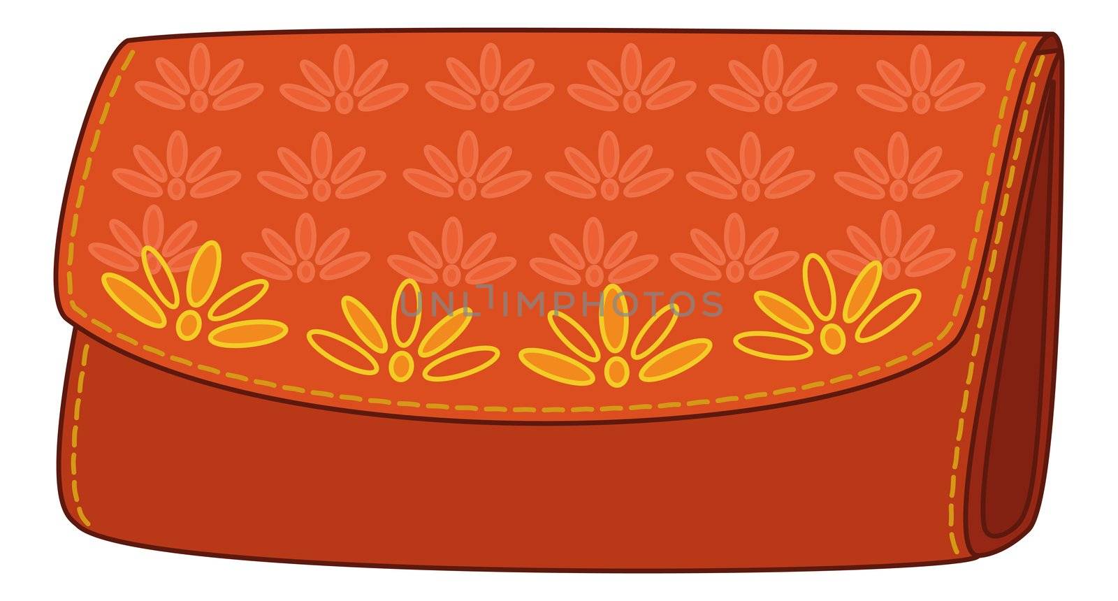 Red stylish leather wallet for money with a yellow floral pattern