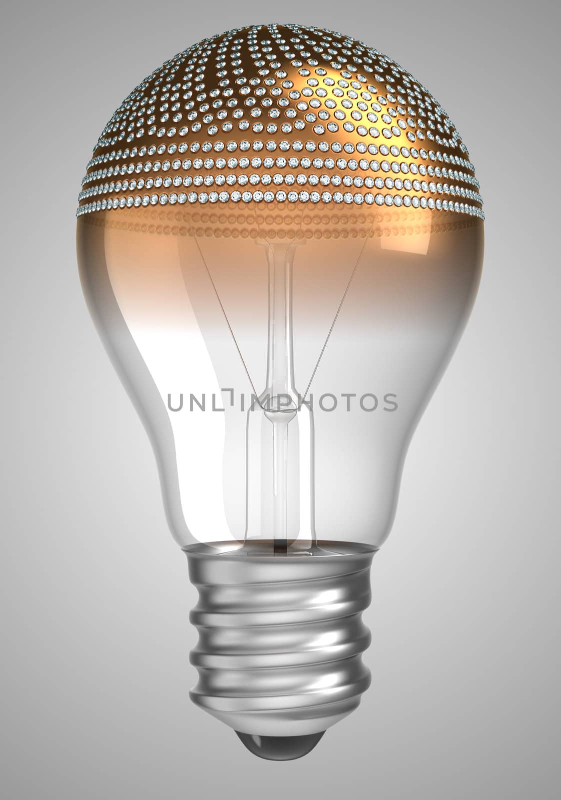 Golden Lightbulb incrusted with diamonds by Arsgera
