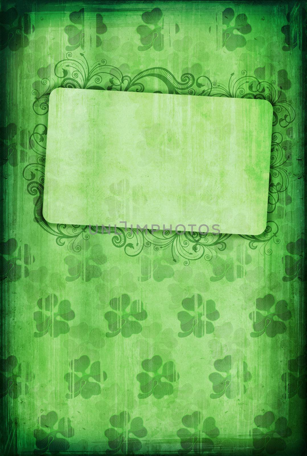 Grunge background with clover and copy-space  by Elisanth