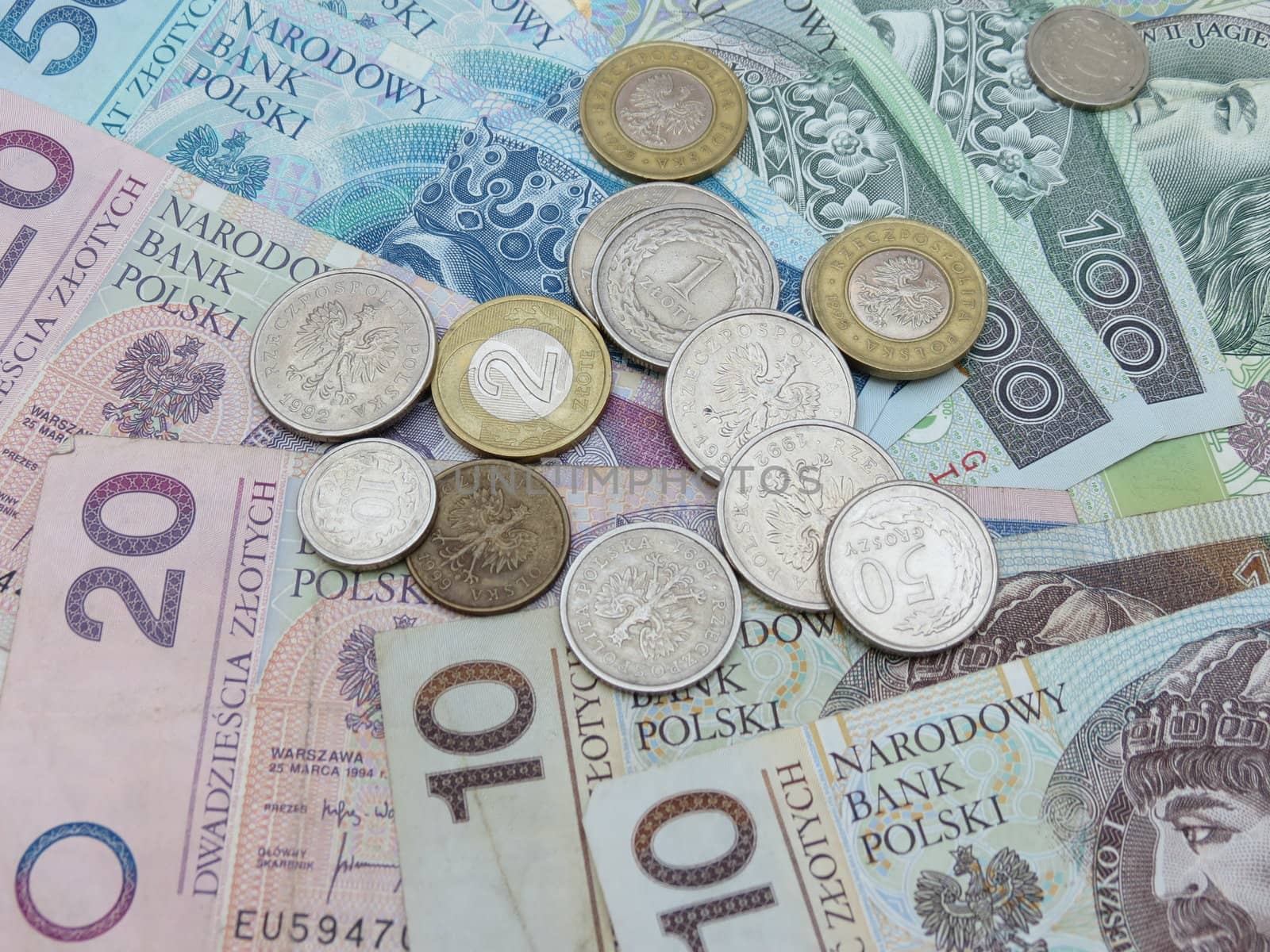 Polish zloty (PLN) currency - banknotes and coins