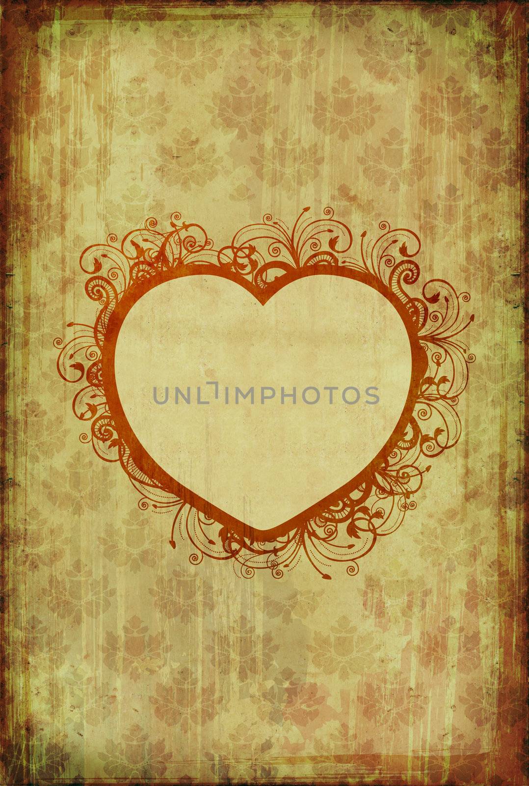 Vintage wallpaper with floral heart   by Elisanth