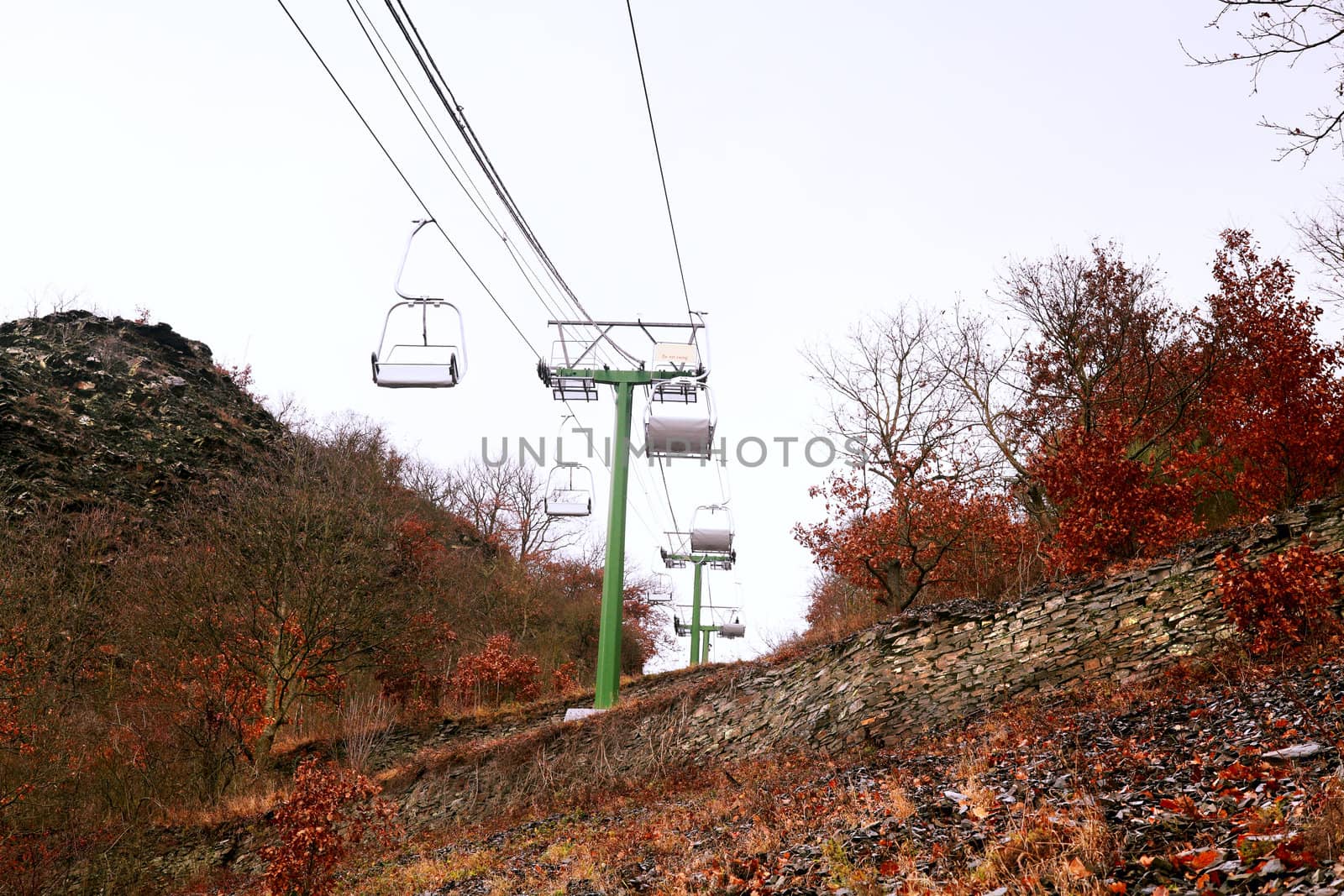 chairlift way in the mountains in autumn