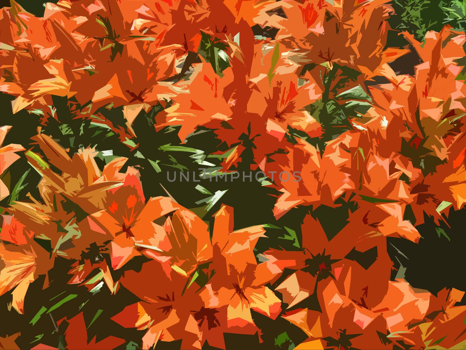 beautiful redheaded lilies after rain in the garden