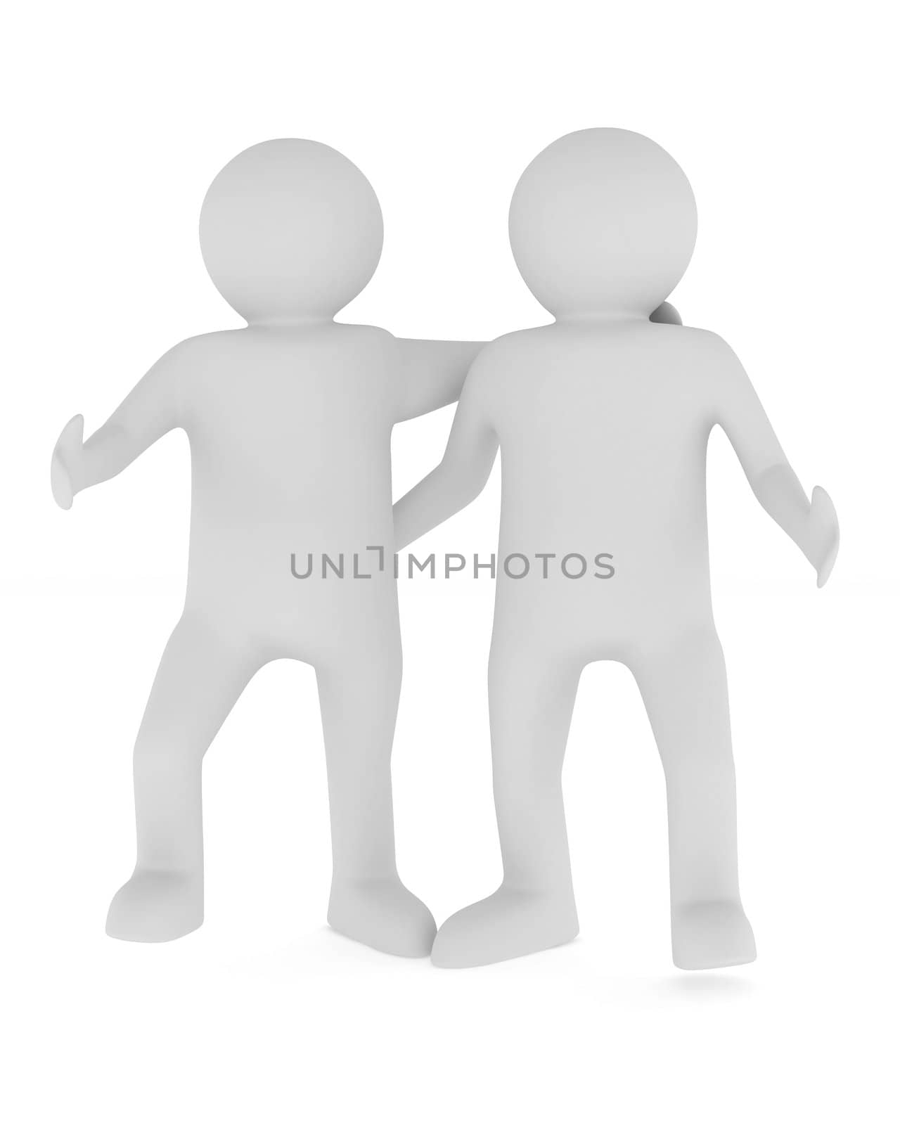 Conceptual image of teamwork. Isolated 3D on white