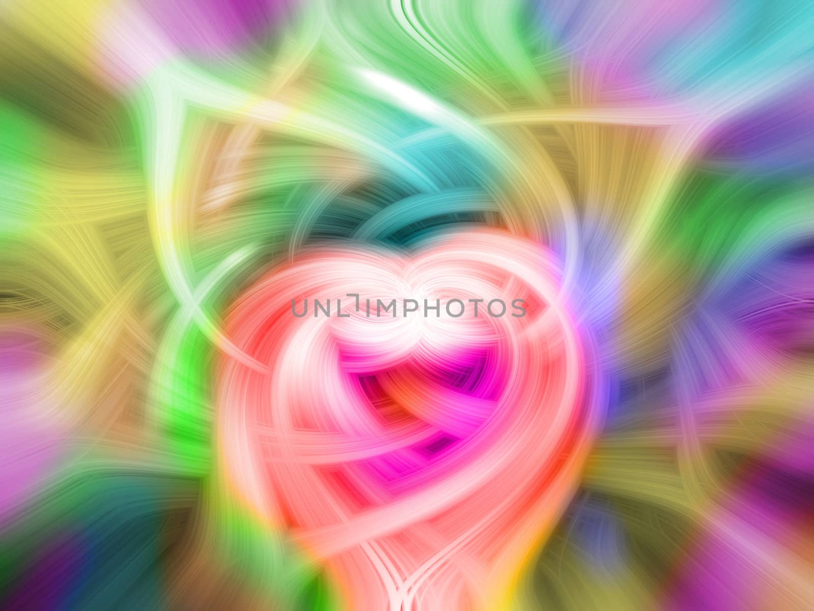 Heart illustration on abstract multi coloured background