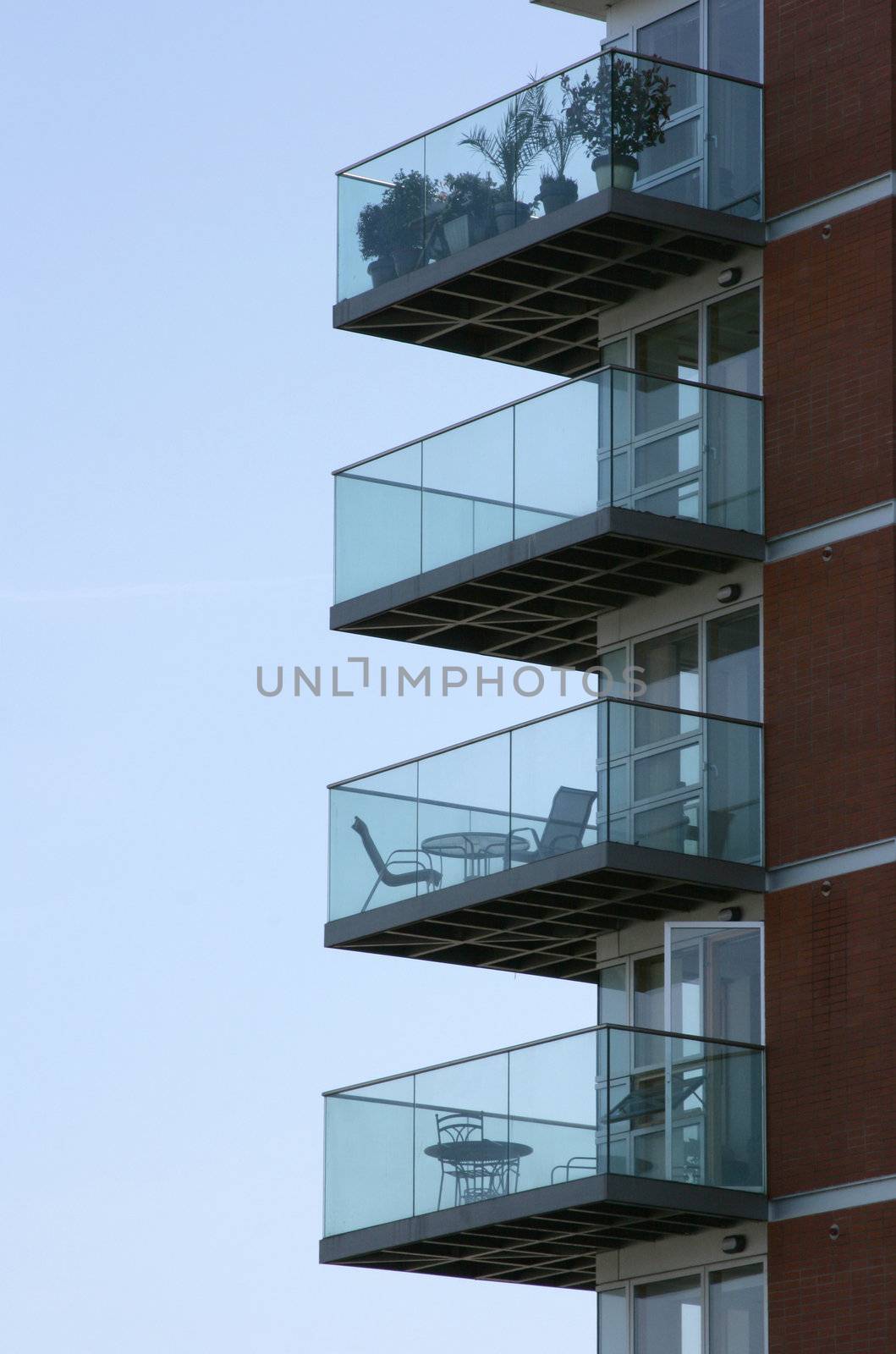 Building with empty balconies, vertical