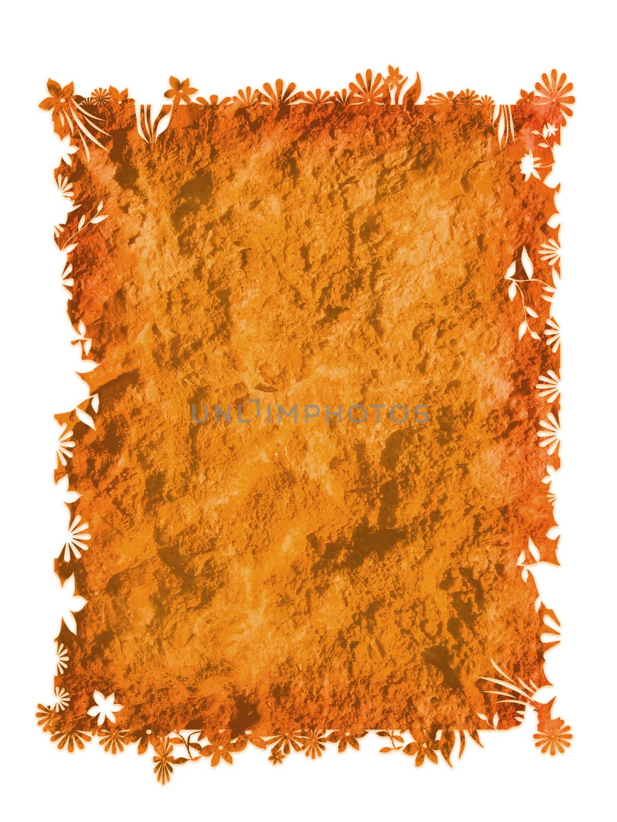 Grunge orange floral background with texture