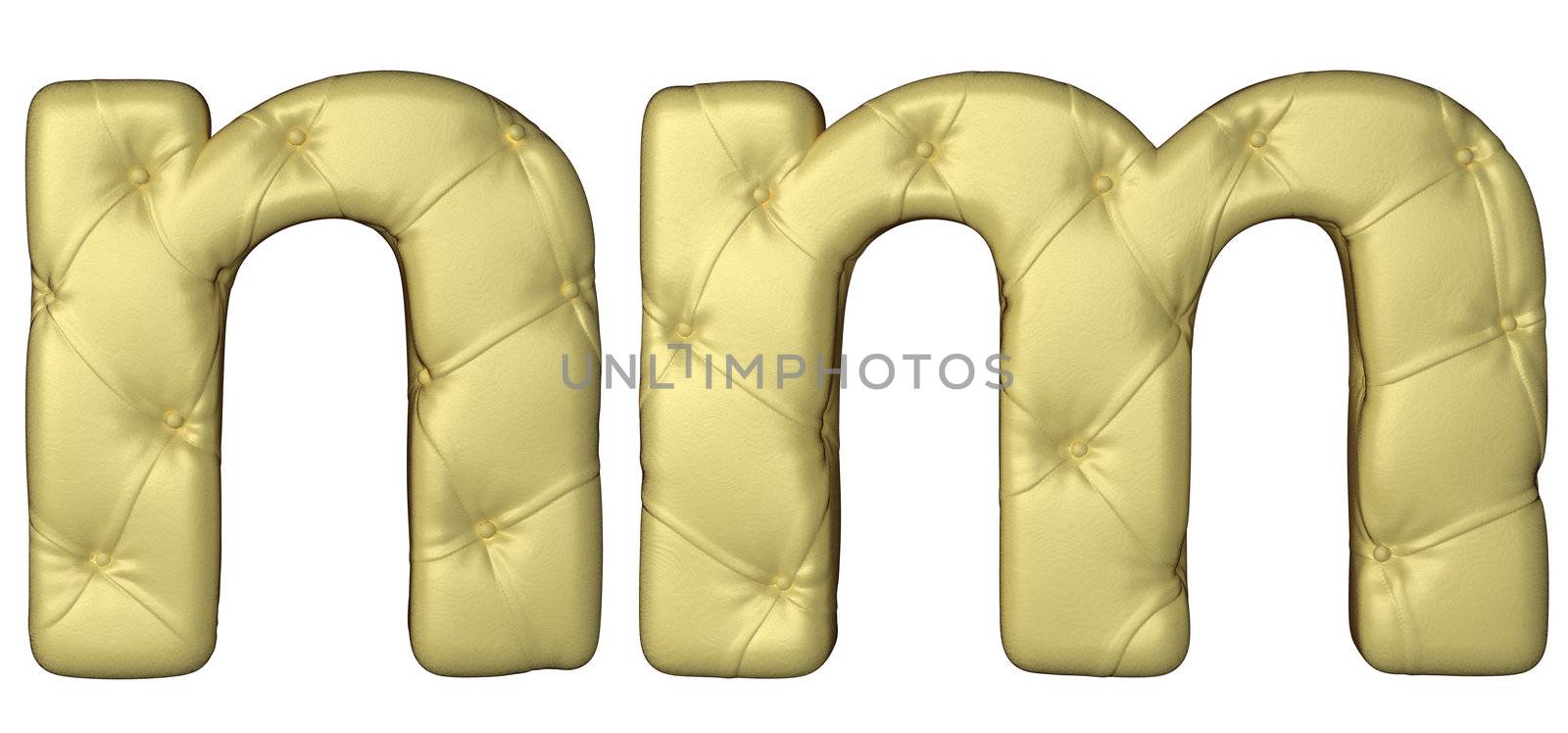 Luxury beige leather font M N letters isolated on white