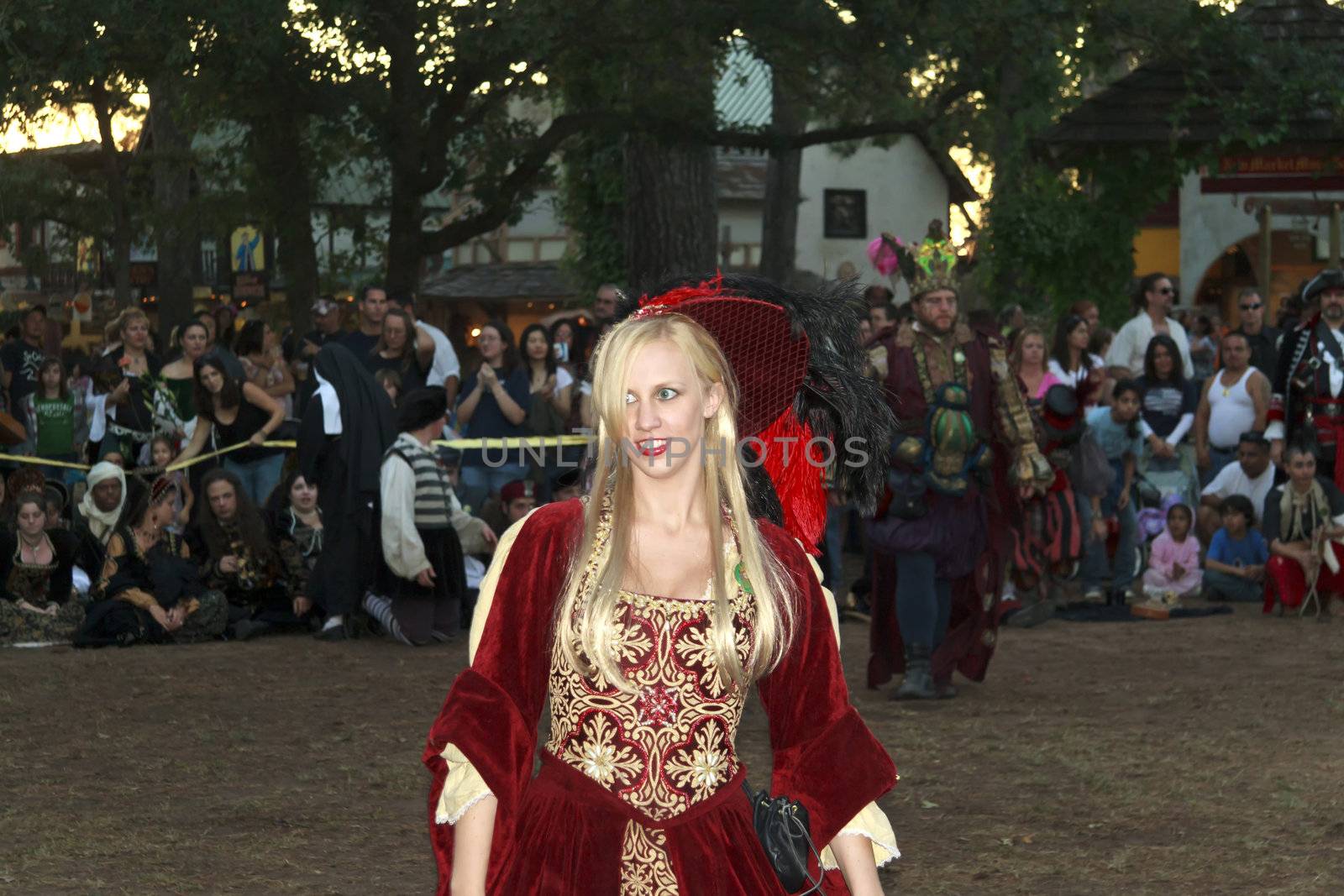 MISSION, TX – OCTOBER 2009: Women performer working at the Texas Renaissance Festival, known as the largest in the state and taken on October 17, 2009 in Mission, Texas.