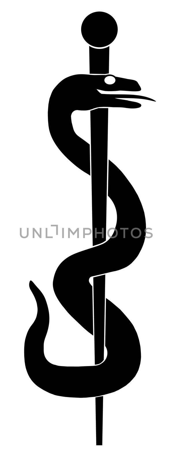 Rod of Asclepius Snake Symbol Illustration by jpldesigns