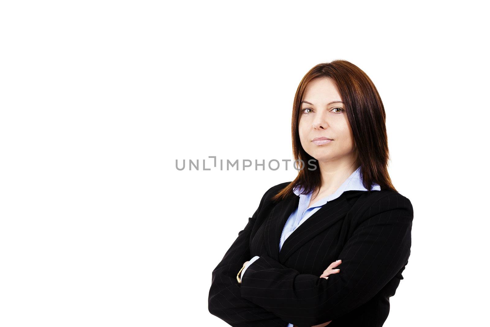 portrait of a business woman on white background