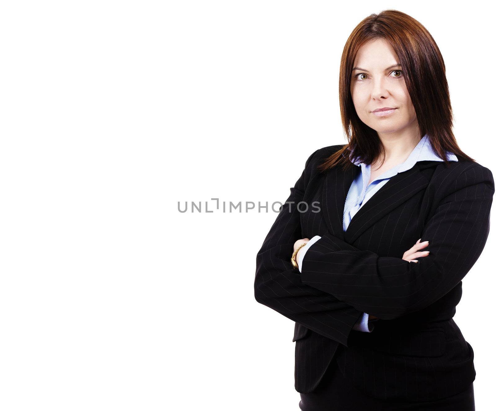 portrait of a business woman on white background