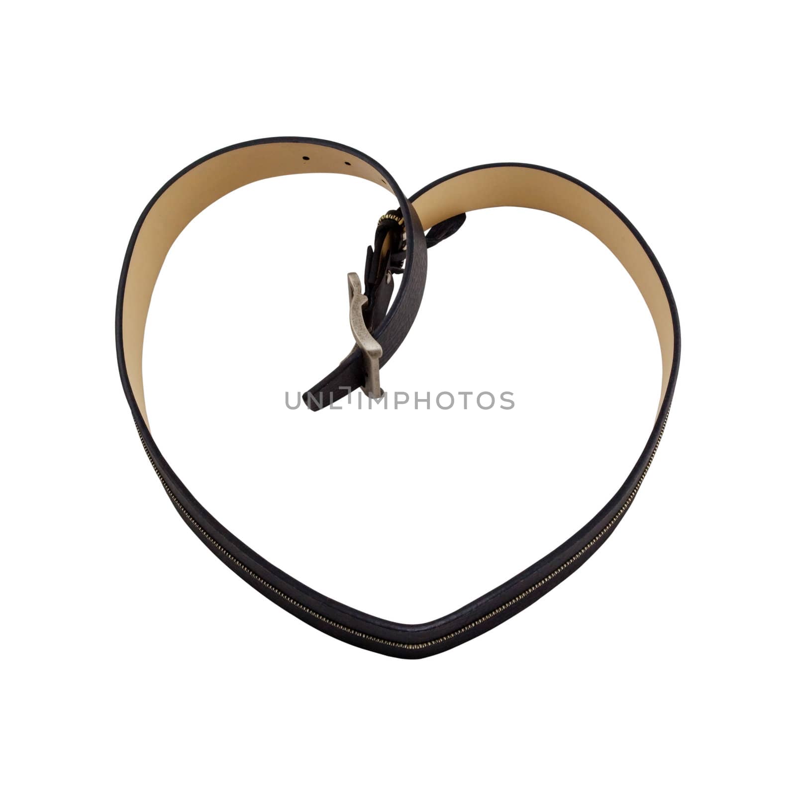 black heart belt isolated on the white background