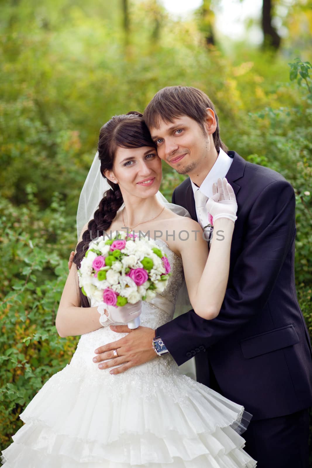 tenderness of the bride and groom 