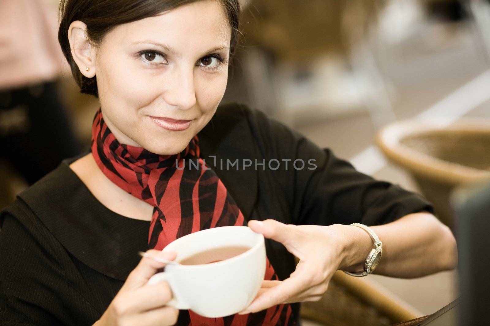 Woman with tea by velkol