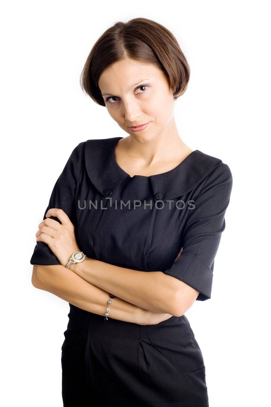 An image of a portrait of a nice woman in black