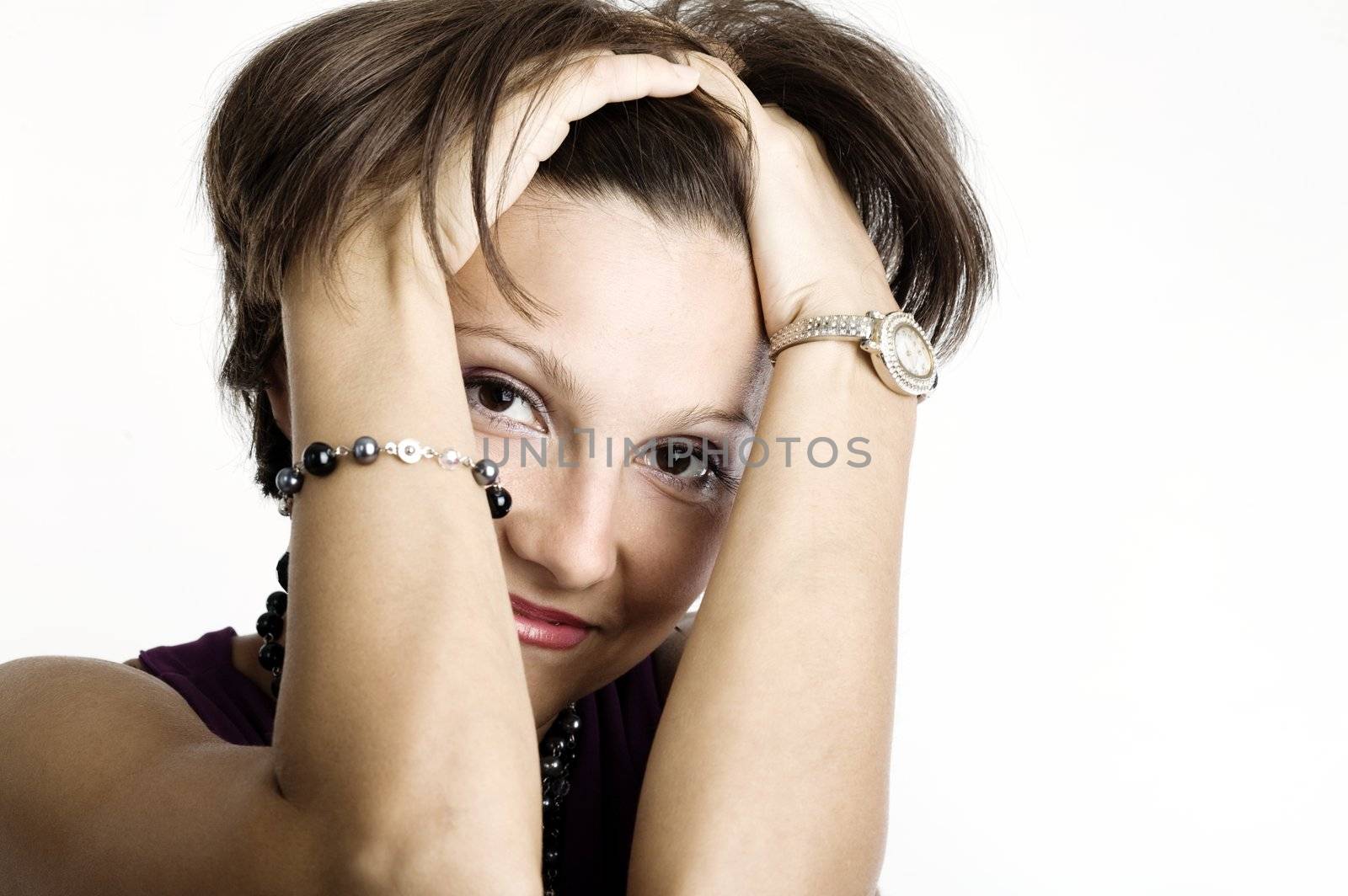 Portrait of young girl on neutrall background