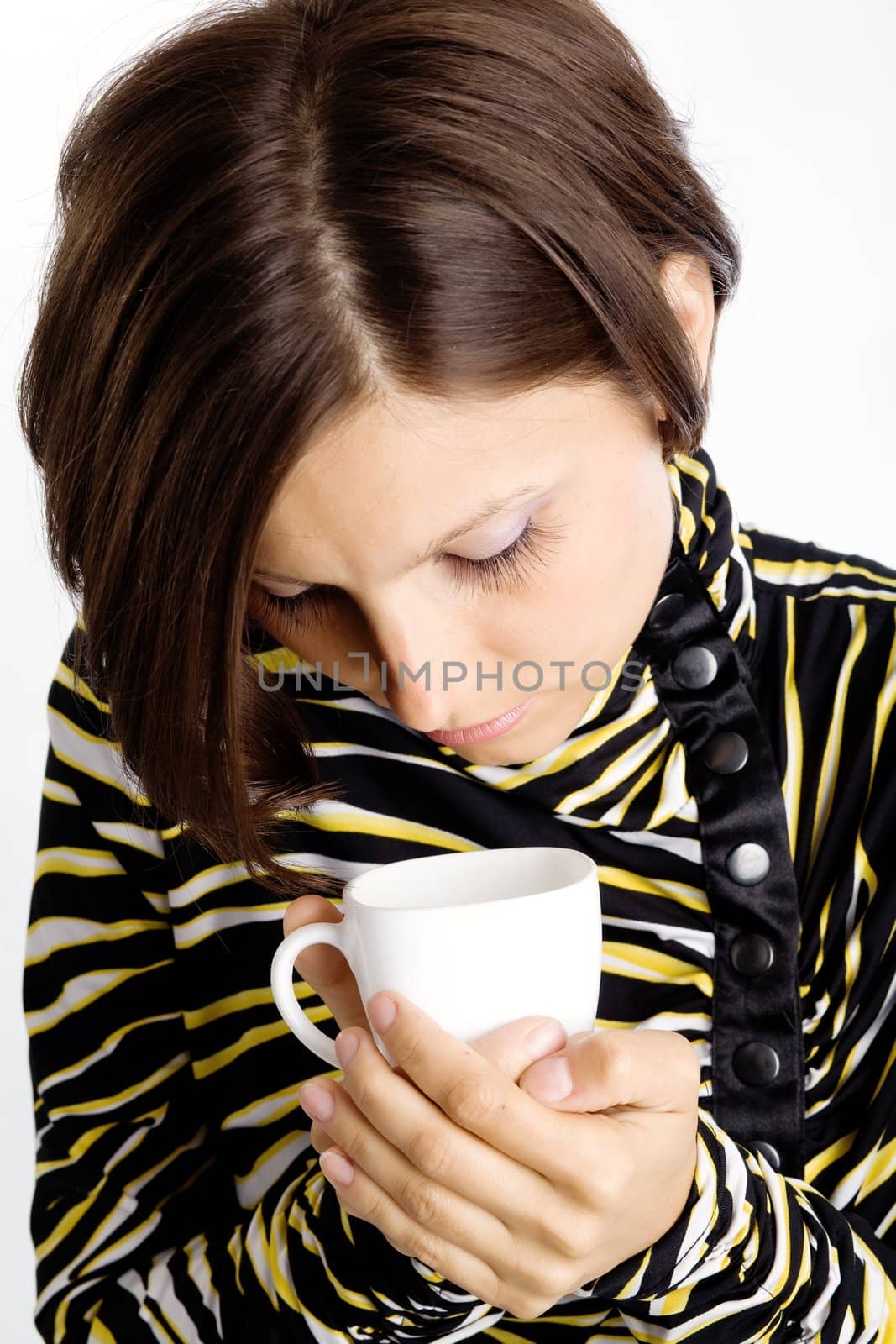 An image of a woman with white cup