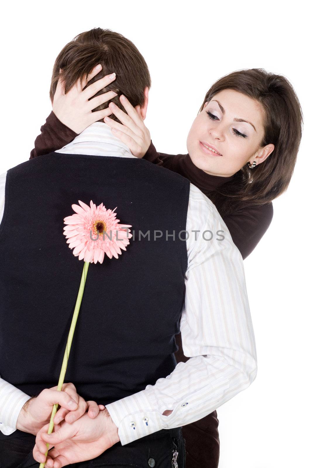 Stock photo: an image of a beautiful loving couple with a flower