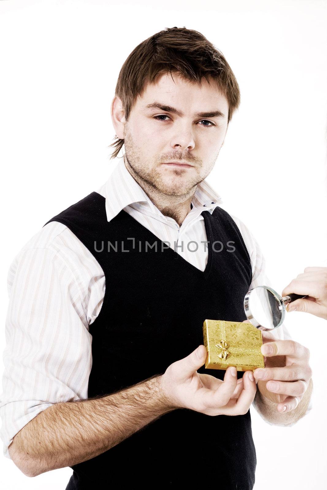 Stock photo: an image of a man with a yellow box