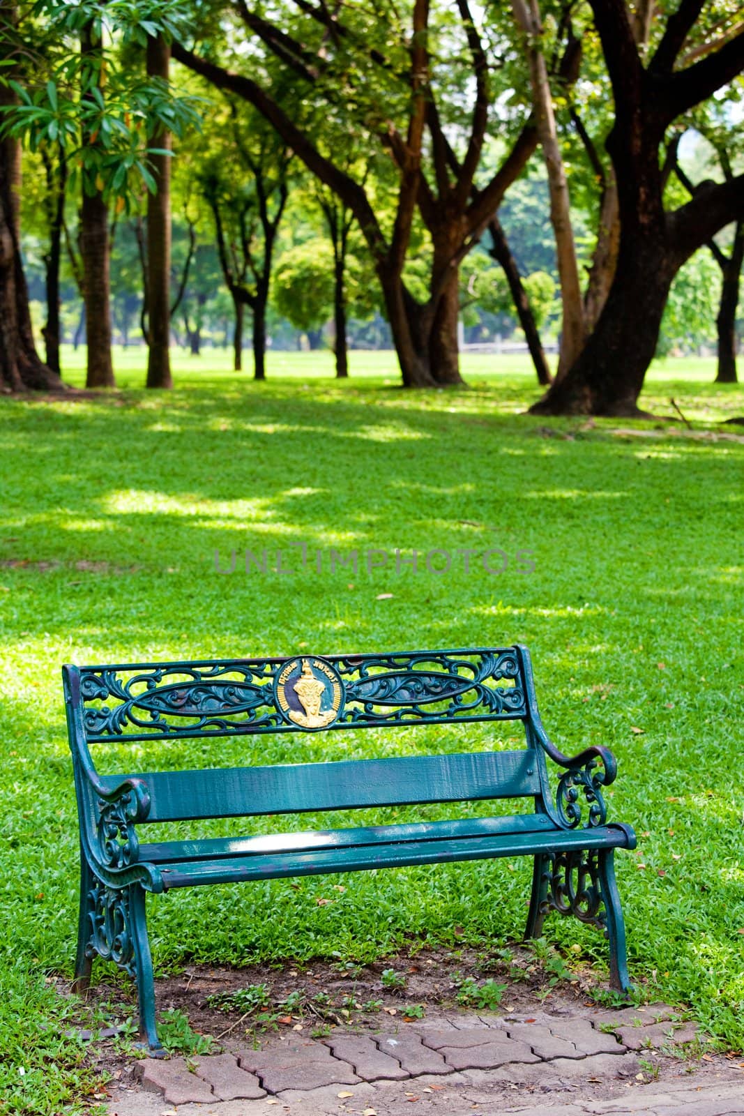 bench green park by witthaya