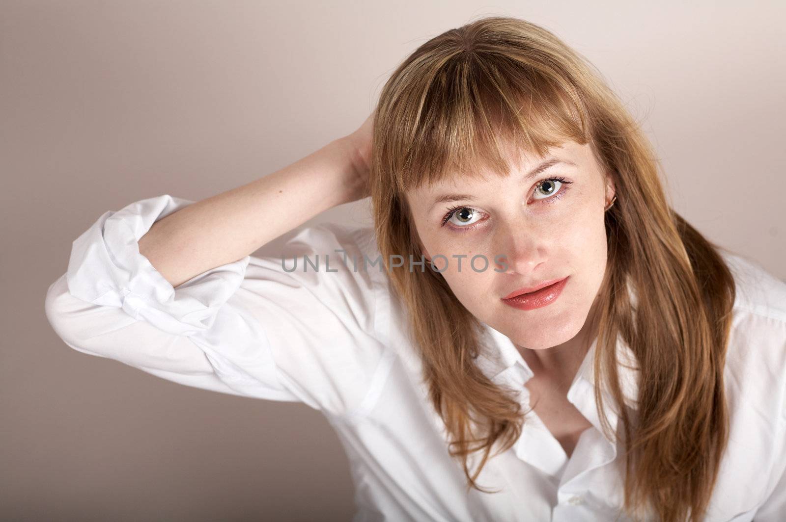 An image of nice woman in shirt