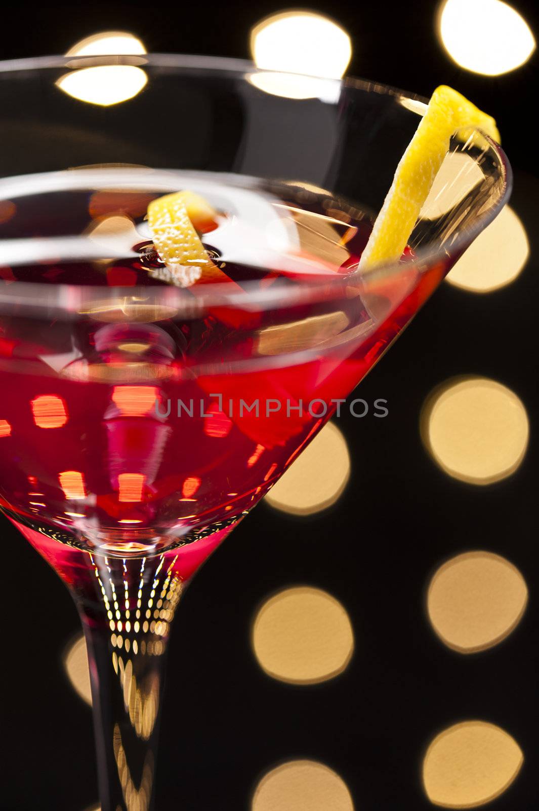 Cosmopolitan Cosmo cocktail in Disco setting