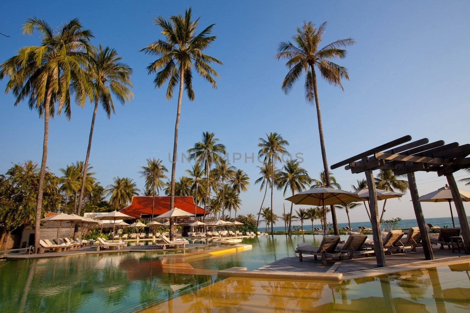 Swimming pool on the beach in Thailand