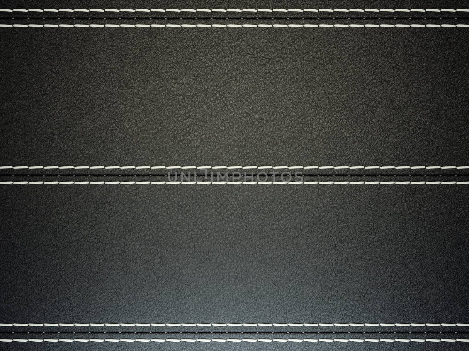 Black horizontal stitched leather background. Large resolution