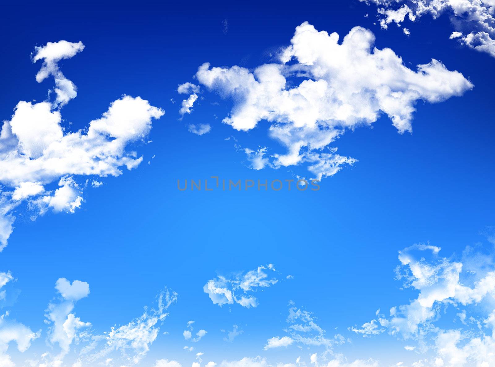 Beautiful blue sky background in a very high resolution. Bright, clean sky panorama with white clouds.