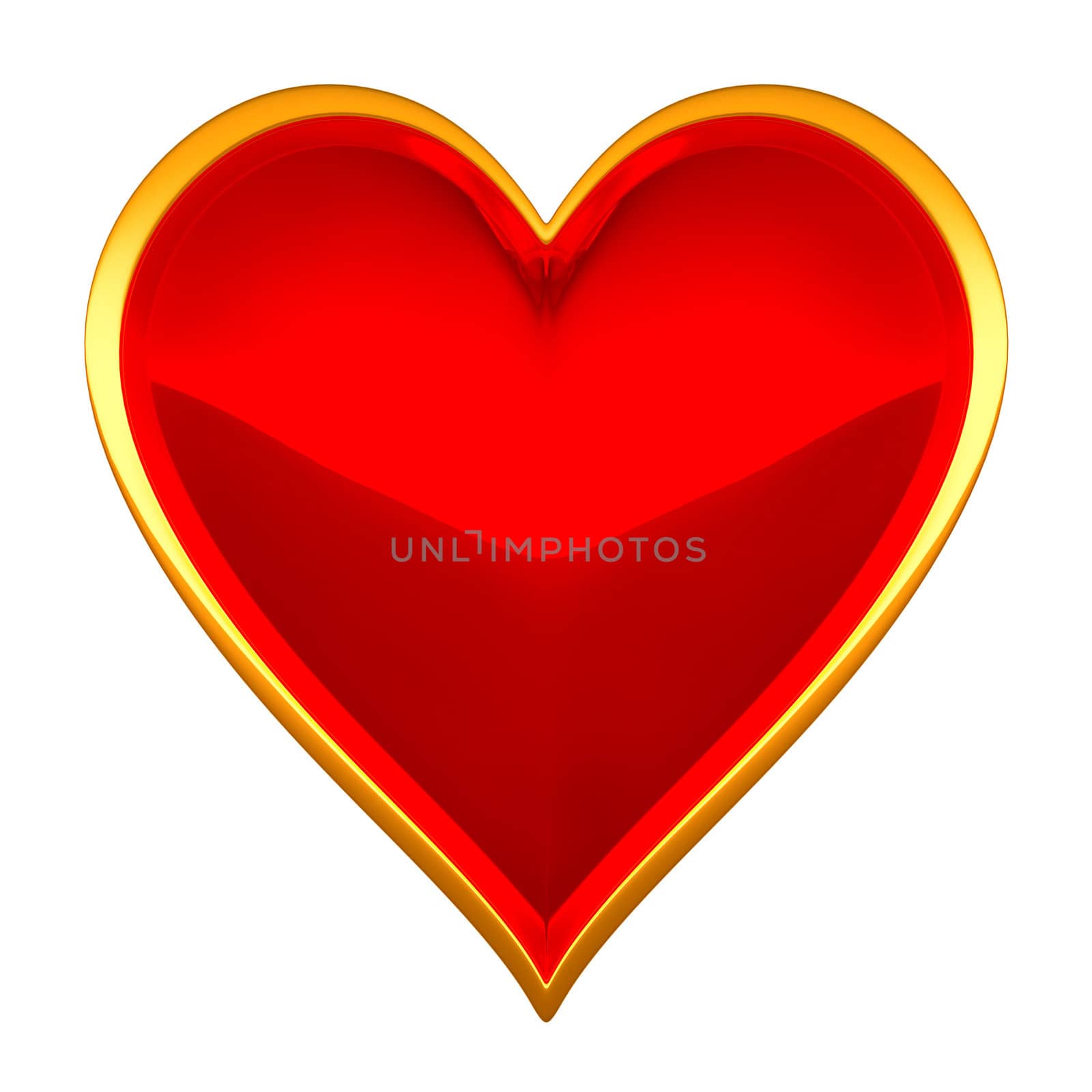 Hearts suits with golden framing isolated over white