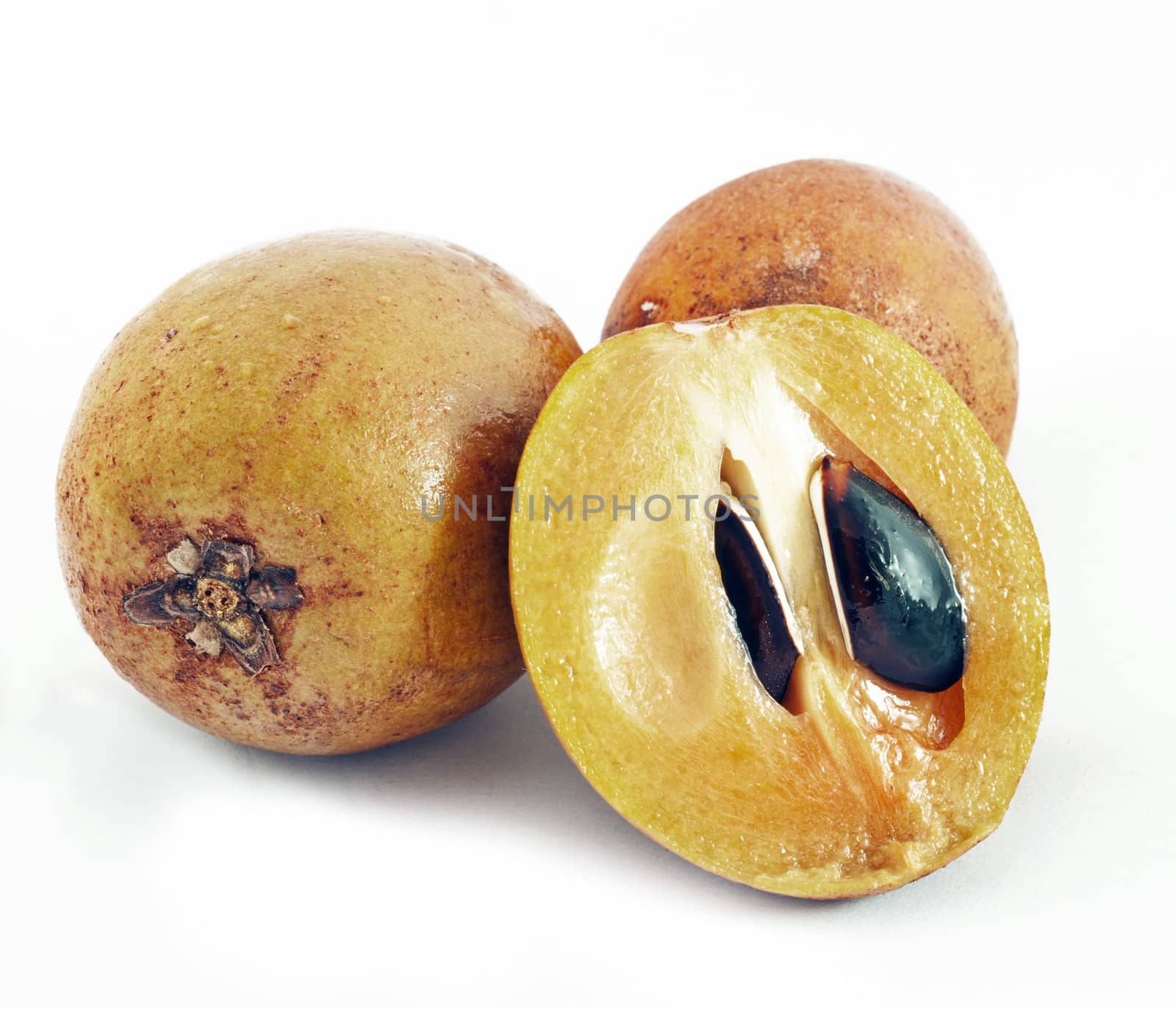 sapodilla cut detail on white background