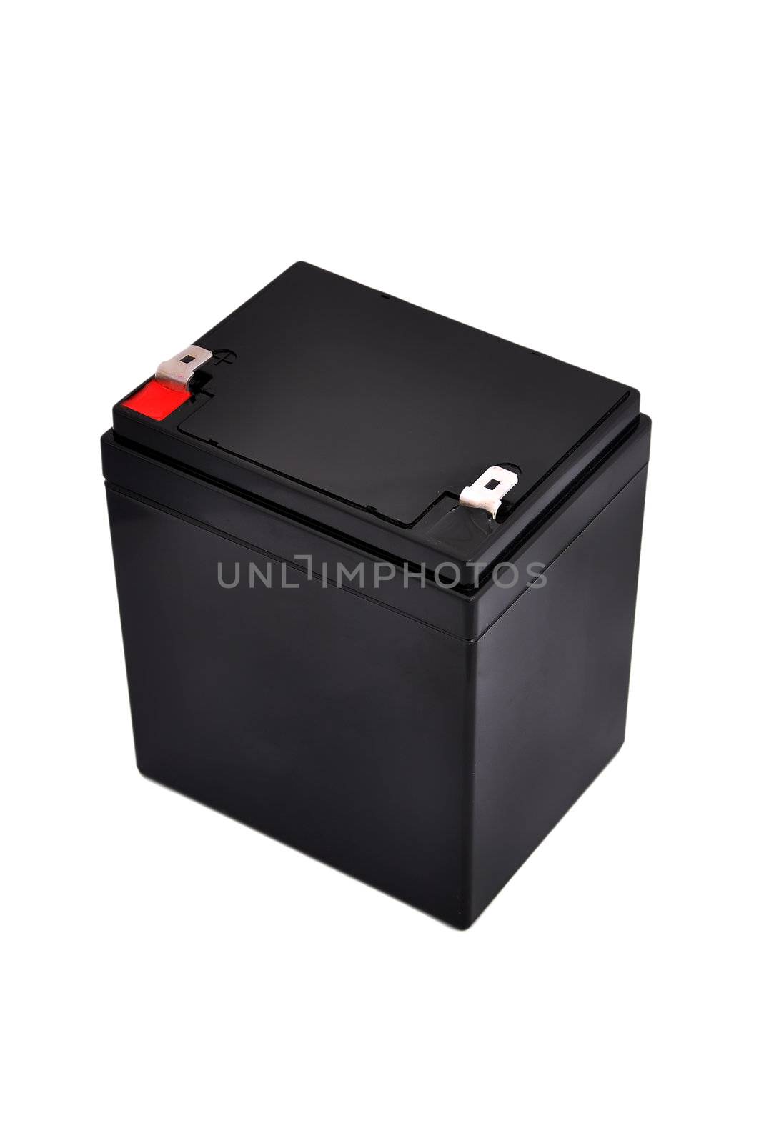 Black battery on a white background