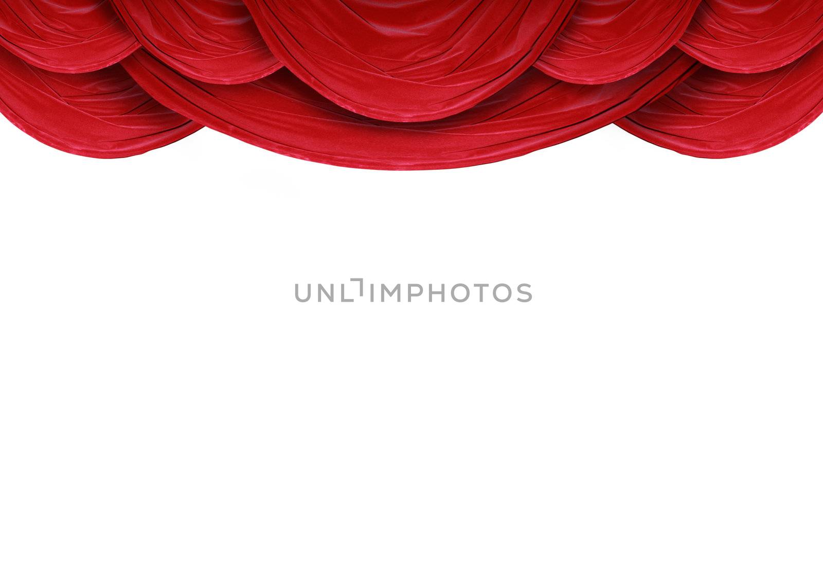 Red curtains on white background by photochecker