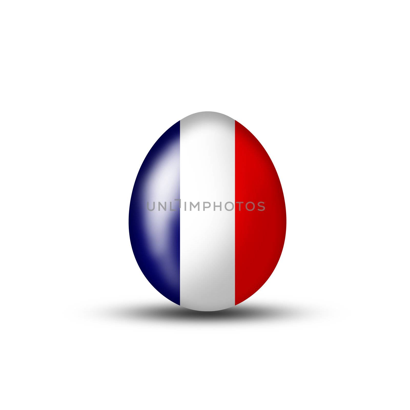 Easter egg with a French flag on a white background