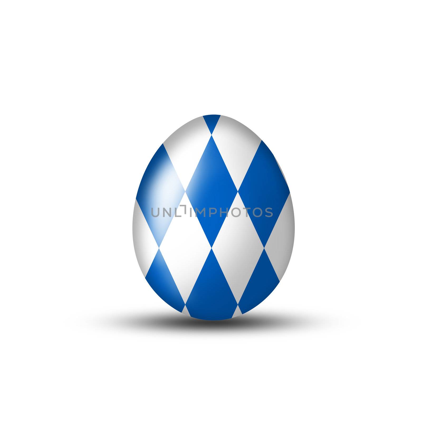 Easter eggs with Bavarian flag on a white background